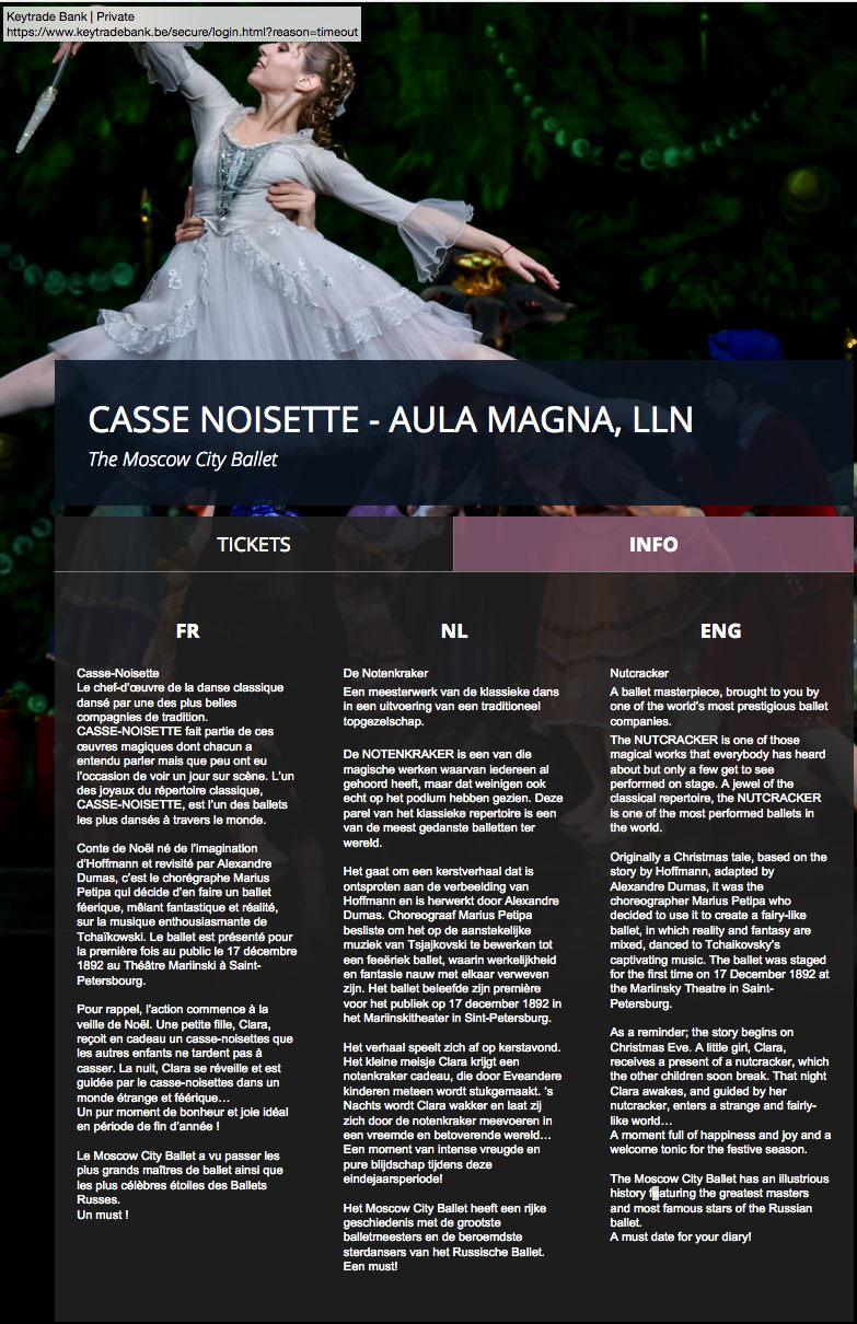 Page Internet. Aula Magna LLN. Casse Noisette. Moscow City Ballet. 2019-12-07